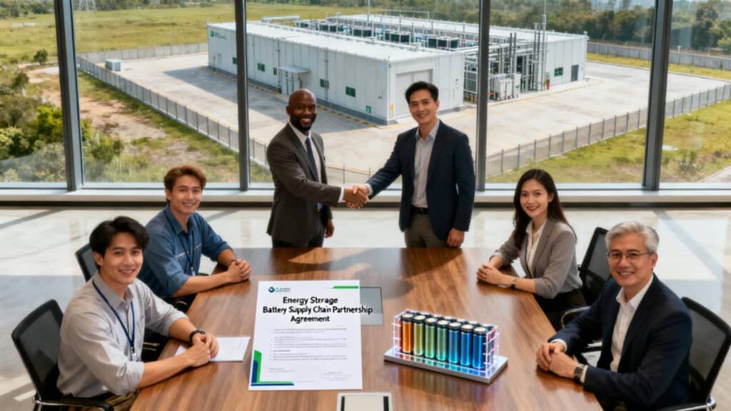 A team of procurement experts conducting crucial supplier selection for an energy storage battery project, the first step towards successful procurement management and cost control.