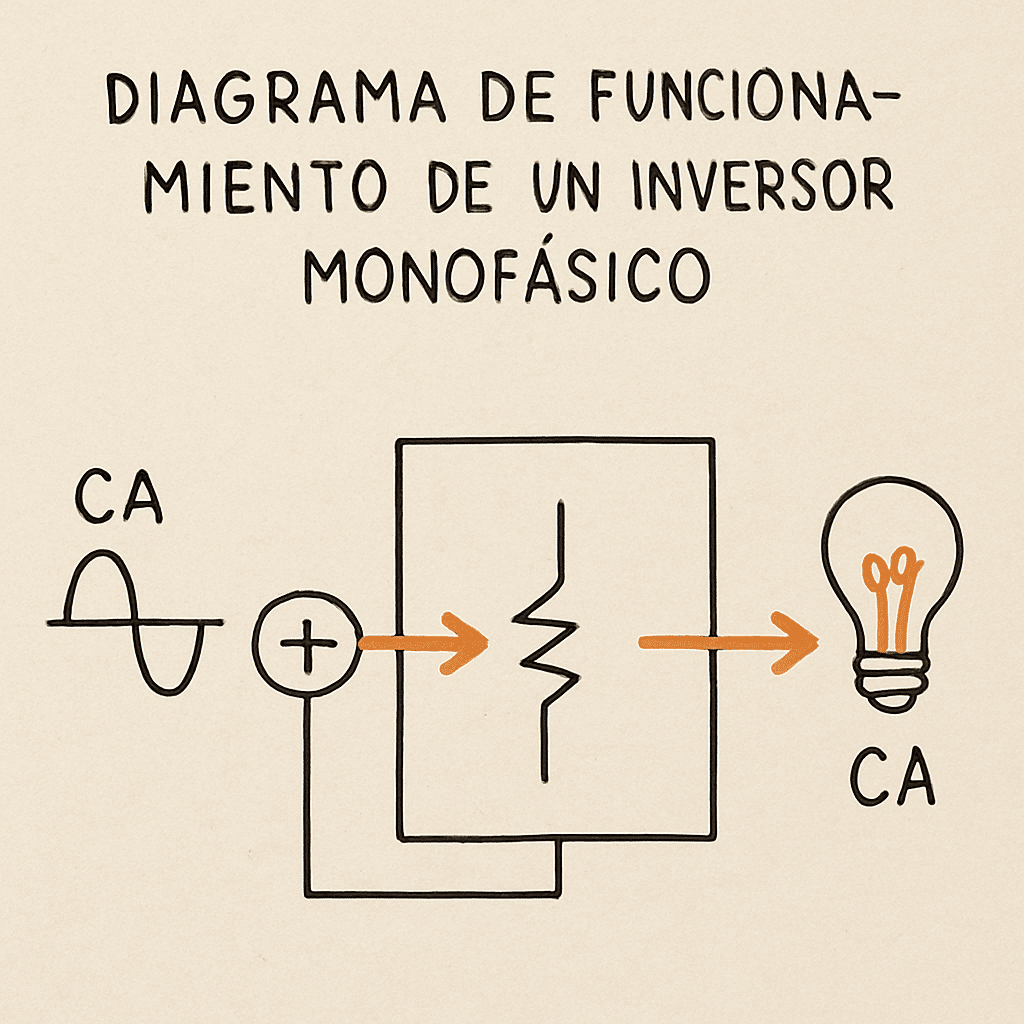 رسم تخطيطي لعمل محول أحادي الطور
